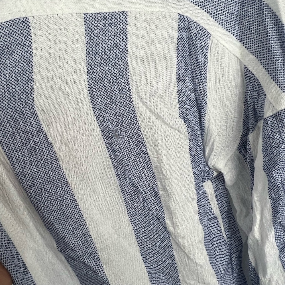 Umgee White and Blue Pinstripe Blouse - Picture 5 of 6